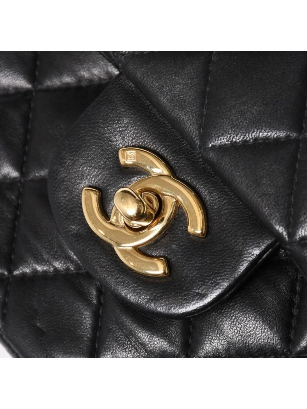 Chanel Quilted 23 Double Flap Chain Shoulder Bag CC Logo Lambskin Black